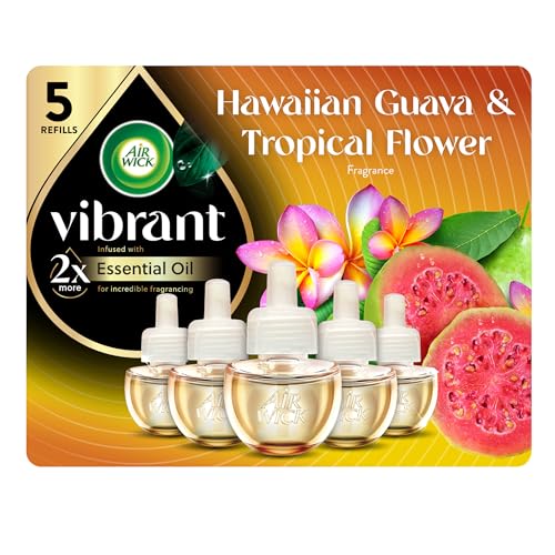 Air Wick Vibrant Plug in Scented Oil Refill, 5ct, Nectarine & Paradise Flower, Air Freshener, Essential Oils - image 1