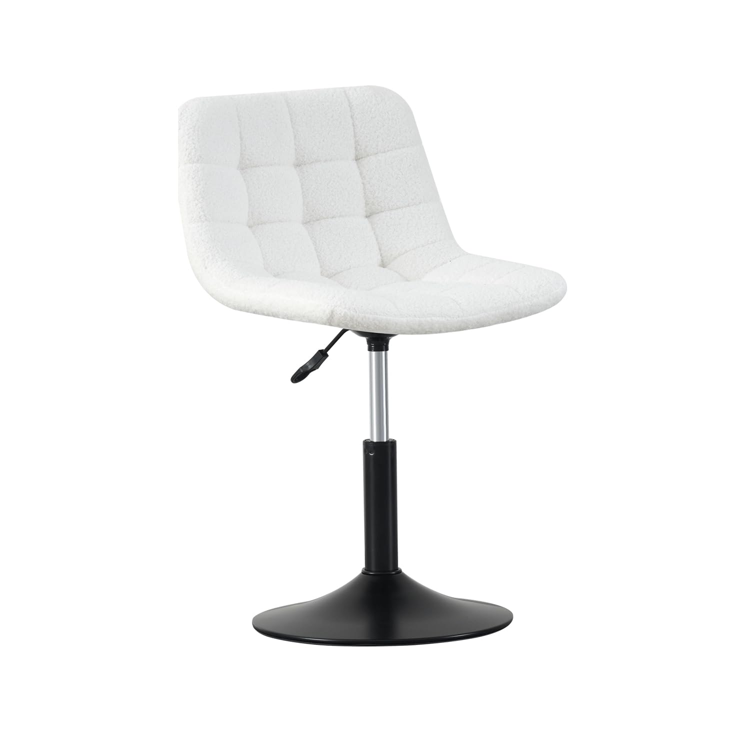 mcc direct Soft Fabric Dressing Table Chair, Height Adjustable Swivel Desk Home Office Chair,Footrest and Metal Base for Bedroom Vanity & Office (Cream) - Drake