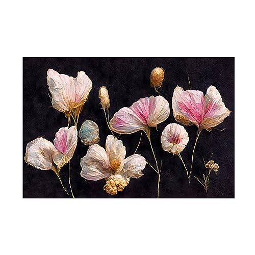 Trademark Fine Art Canvas Wall Art - Treechild 'Gentle Pink Dry flowers' Wall Art for Living Room, Bedroom, or Office Décor 32 x 22 Inches