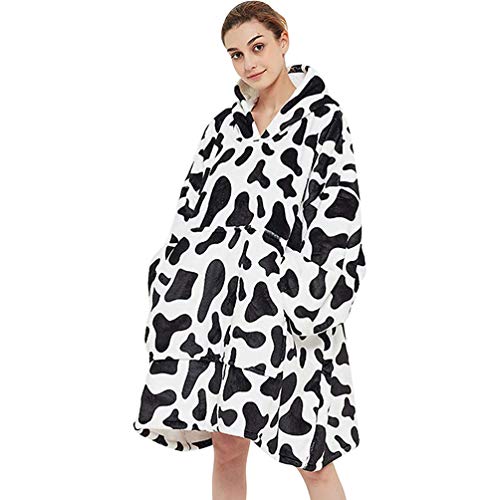 Sweat à capuche Oversize - Couverture super douce et chaude - Confortable - Taille unique - pour femmes, hommes, filles, garçons, blanc lait, taille unique Cover