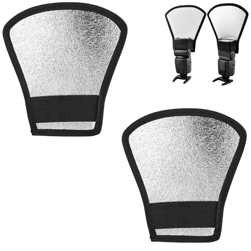 Utilizzo fronte-retro: il diffusore del flash della fotocamera può essere utilizzato fronte-retro, con luce riflettente argentata su un lato e luce soffusa bianca sull'altro lato. Su entrambi i lati del riflettore superiore del flash sono presenti degli elastici che possono essere appesi al flash.