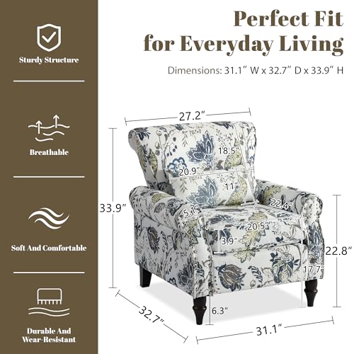 Sillón Floral Azul con Almohada Lumbar miniatura 2