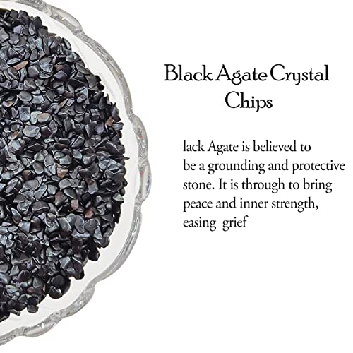 Image of Healing Crystal Chips for Vastu Natural Black Agate Chips Stone 50 Gm Black Agate Crystal Stone Chips Dust Raw Rough Stone for Reiki Healing Meditation