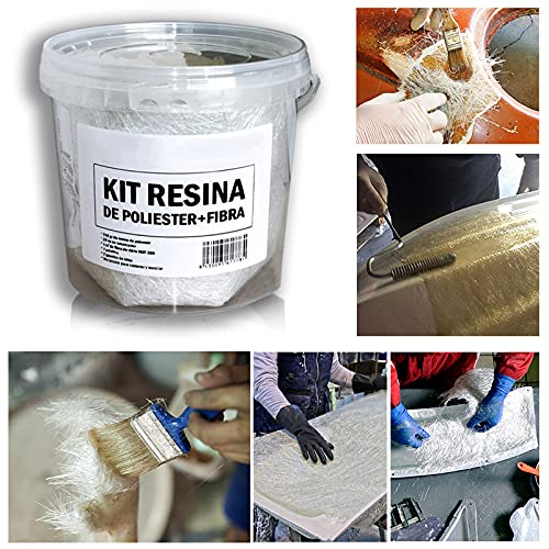 Resin Pro - Reparatiekit hars + glasvezel 1m2 mat 300g/m2 - Snel, eenvoudig en duurzaam, versterkingsmateriaal, orthoftaal polyesterhars, voor boten, carrosserieën, buizen - 700 GR - Afbeelding 6