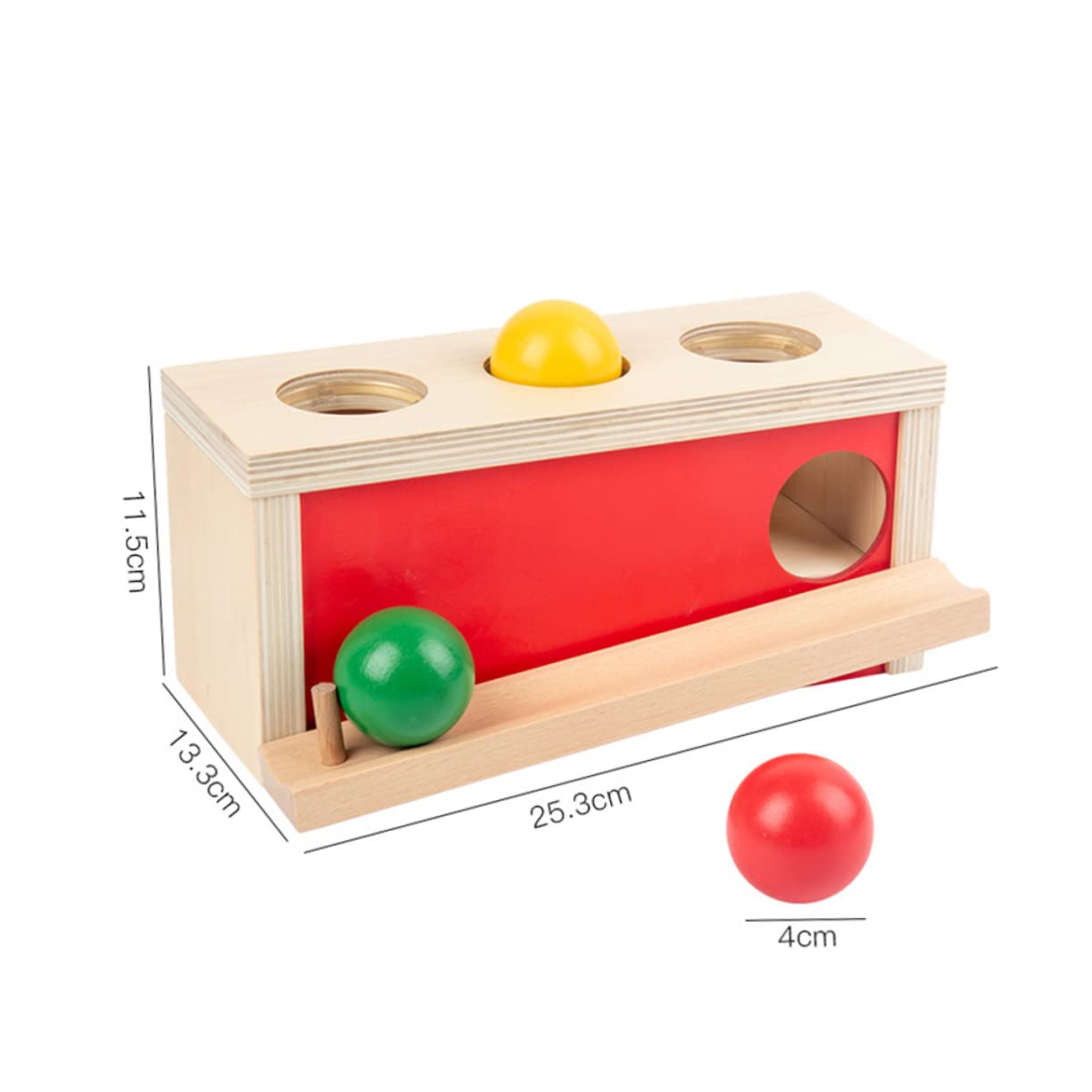 Milisten Juguete de Pelota de Prensa Educativa Roja de Madera para Niños