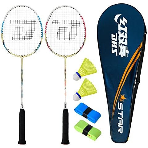 MANJHONG - DHS 2 Pack Graphite Badminton Racket Set, STAR52 Cover