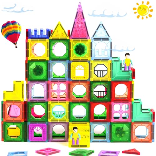 OSDUE Bloques Magnéticos de Construcción Niños 42 Piezas Bloques de Construcción Magnéticos Niños 3D Juguete Educativo Montessori Juguetes Infantil Sensoriales para Niños y Niñas 3 4 5 6 7 8 Años