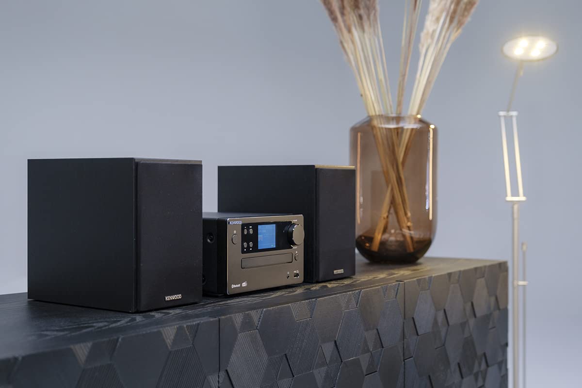 KENWOOD, Sistema Micro HiFi Stereo M-725DAB-S, con Ricevitore Radio DAB+, Lettore CD e Presa USB, Bluetooth per Audio-Streaming V5.0 (A2DP), Display a Colori 2,4", Black