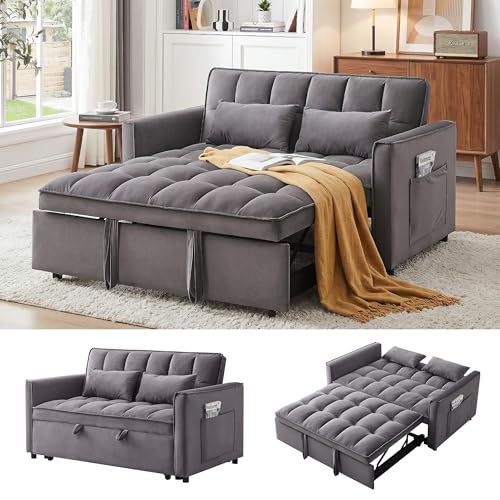 howcool 3 in 1 Convertible Sleeper Sofa Bed, 55' Pull Out Couches, Modern Loveseat Sleeper Sofa with...