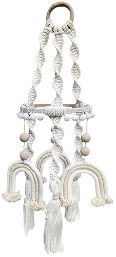 Móvil de bebé arcoíris para cuna, decoración bohemia de guardería para niña o niño, decoración bohemia de arco iris hecha a mano, hermosa decoración