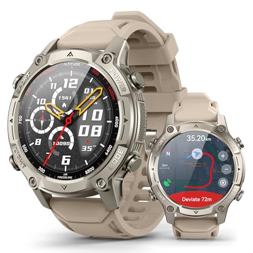 Smart Watch for Men, with GPS, Offline Maps, Heart Rate, Blood Oxygen, Stress, Sleep Monitor, 178 Sports Modes, 5ATM Waterproof Round Watch, 1.43-inch AMOLED Display, Compatible Android and