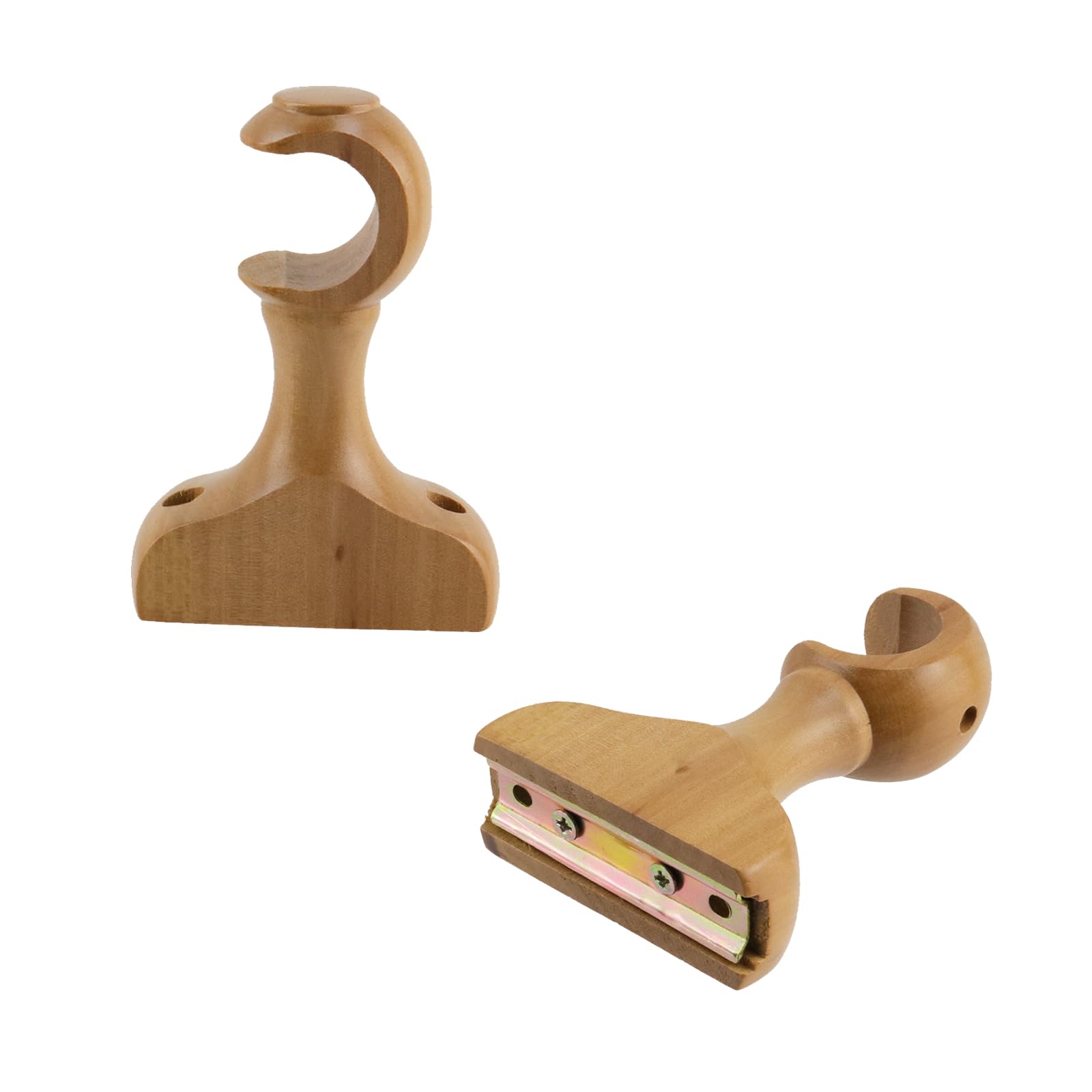 T Tulead Lot de 4 supports de tringle à rideaux en bois avec vis (couleur bois)