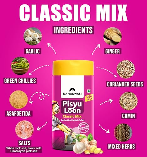 Image of Namakwali Flavoured Pahadi Salt Classic Mix Seasoning, Pack of 3 -300 Gram | Pisyu Loon Seasoning mix for Popcorn, Noodles, Salad, Raita, Juice, Fruits, Makhana and more | 100% Organic | SharkTank India