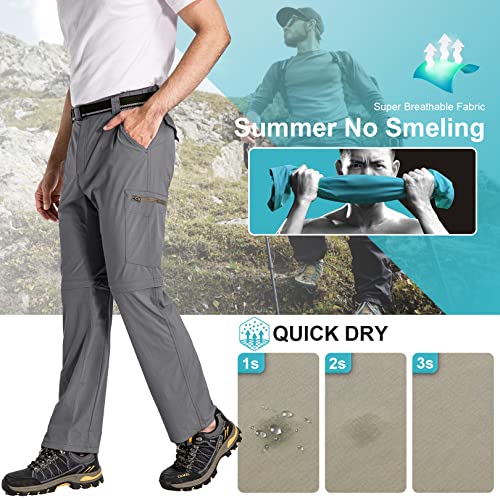 Toomett 202101-XJ-6226US-GREY-36 Hiking Pants For Men Convertible Boy Scout Cargo Zip Off Lightweight Quick Dry Breathable Fishing Safari Shorts,6226,Grey,36 thumb #2