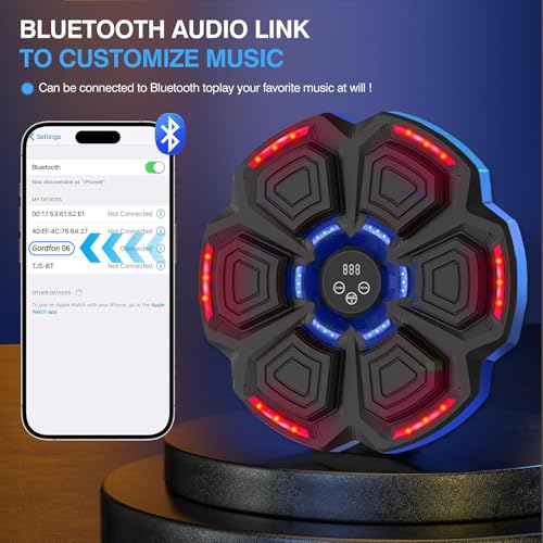 Music Boxing Machine Adulti,Macchina da Box Musical con Guanti da Boxe,9 modalità di velocità e modalità di conteggio supportano Bluetooth,LED Musica Boxe Allenamento per adulti e bambini Exercise