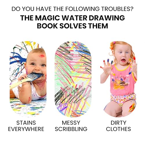 Image of Zest 4 Toyz Magic Water Drawing Book for Kids Reusable Coloring Book with Water Pen Mess-Free Activity Book Educational Toy for Toddlers Boys and Girls - Ages 3 to 5 (Pack of 1)