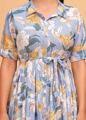 Image of Jikonet Women's Western Dress Floral Printed Cotton Maxi Dress