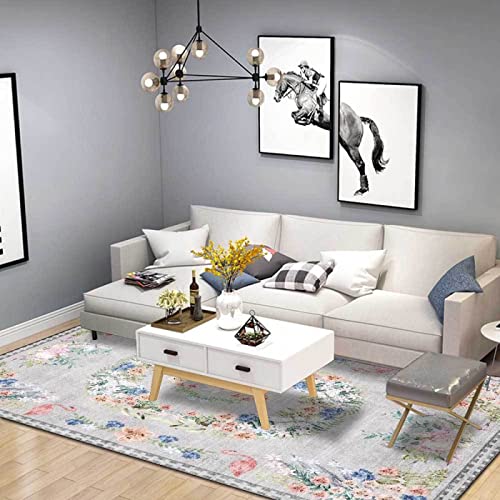 SONGHJ Alfombra Floral Rústica Vintage, Alfombrillas Decorativas para El Hogar con Guirnaldas de Colores, Alfombrillas de Noche para Dormitorio 120x160cm Cover