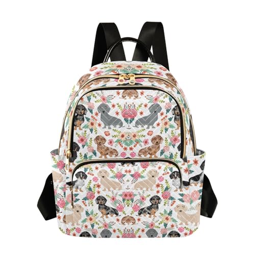 Image of Dachshund Dog Quilted Backpack Purse for Women Fashion Small Backpack M | Shoulder Bag Travel Casual Daypack