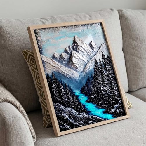 Image of kotart Mountain view Wall Art Home Decoration | Aesthetic Floral Paintings With Frame For Living Room Bed Room Hotel Wall Decor Digital Reprint (19x25 inch)