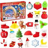 JOLLFY 2025 Christmas Advent Calendar with Squishy Toys, 24 Days Countdown Calendar with 24 Cute Mochi Toys, Xmas Gift Classroom Prizes, Christmas Party Favor Gifts for Kids