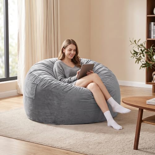 Image of 4 Ft. Bean Bag Chair for Adults, Teens, Kids with Memory Foam Filling