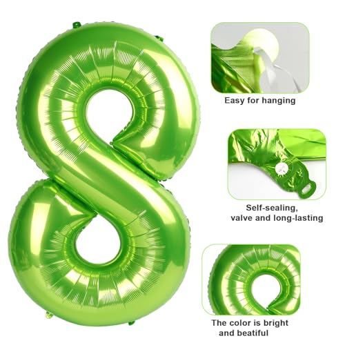 Image of 7 Balloon Numbers, 40In Green Balloons for Party Birthday Decorations | Eye-catching Appearance, Perfect Decorative Centerpieces, Convenient Self-sealing Structure, Widely for Various Occasions