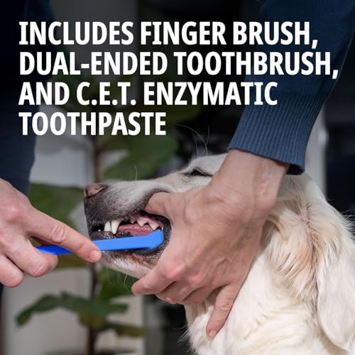 Image of Virbac C.E.T. Oral Hygiene Kit for Dogs | Poultry-Flavor Toothpaste | Fingerbrush and Pet Toothbrush,(Pack of 2)