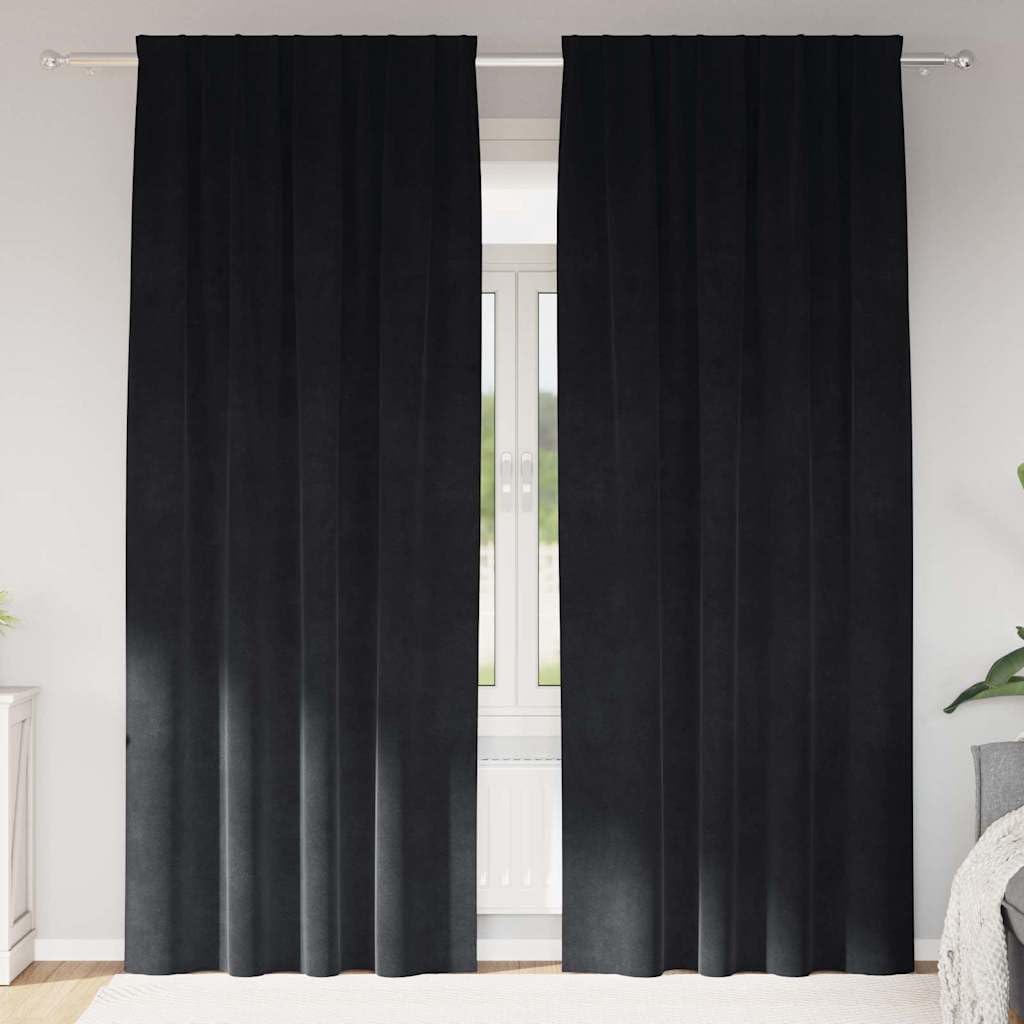 Juego de 2 cortinas opacas de terciopelo negro, 140 x 225 cm, opacas con ojales, para dormitorio, salón, habitación infantil, protección visual y protección solar