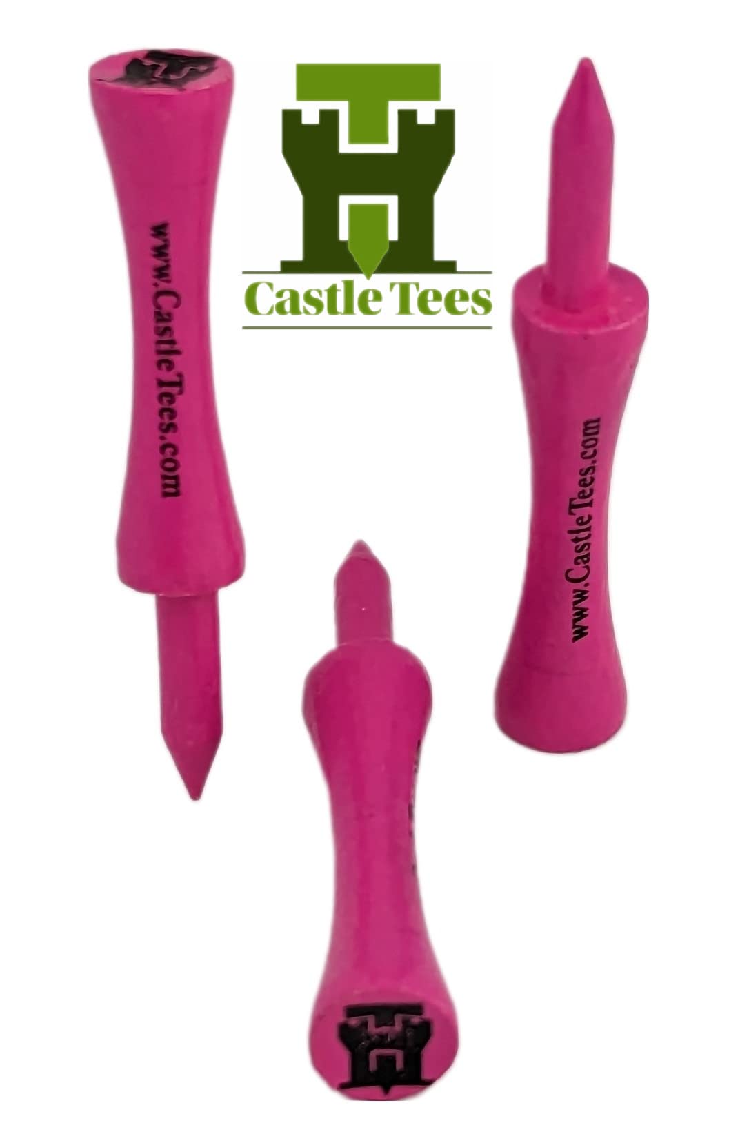 Castle Tees Official Pink 2 Pack, 100 pcs x 60mm 2 1⁄3 inch Premium Bamboo Golf Tees Free Pitch Repair Tool - Image 3