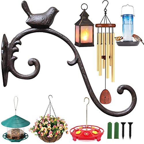 Wrought Iron Plant Hangers 10 Deep Hanging Plant Hook OutdoorIndoor Plant Hanger Bracket Holder for Hanging Basket Plant Bird Feeder Latern Wind Chimes
