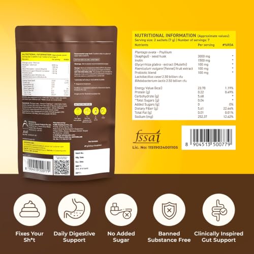 Image of Fast&Up Daily Fiber Isabgol Powder | Psyllium Husk | Fiber Supplement Powder | Constipation Relief | Digestion and Gut Health | Lime & Lemon Flavour | 15 Servings
