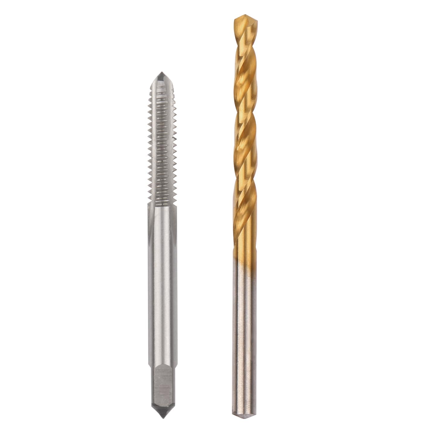 10-24 UNC Straight Flute Thread Tap and 3.mm Twist Drill Bit Set, Metric Titanium Plated 6542 High Speed Steel Machine Screw Thread Tap Threading