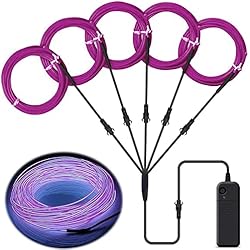 Lychee 5x1M de Neón Que Brillan Intensamente del Efecto Estroboscópico Electroluminiscente EL Wire Alambre con 3 Modos para la Fiesta de Baile del Coche decoración del Festival de la Boda