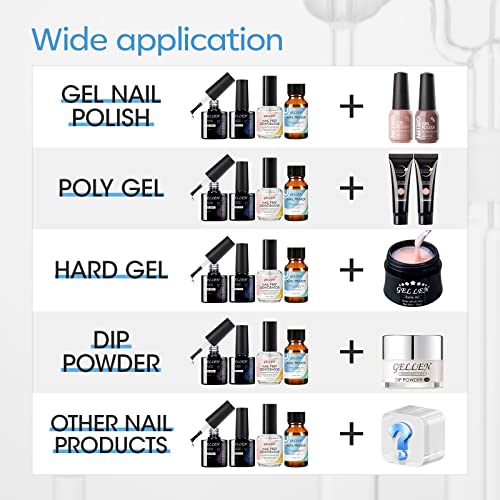 Gellen Nail Dehydrator Nail Primer And Top & Base Coats Kit, Nail Strengthening System Superior Protein Bonding, Fast Air Dry For Acrylic Powders Nail Gel Polish #TOP6