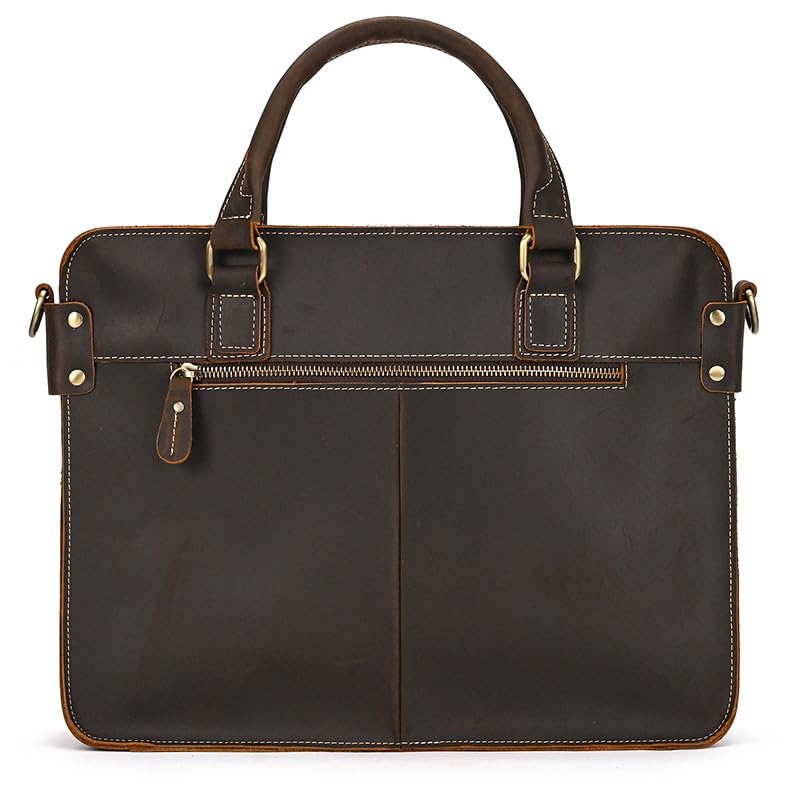 Men's Briefcase 14 "Computer Bag Top Layer Cowhide Tote Shoulder Crossbody Bag Commuter Business Bag2