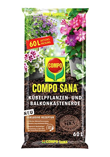COMPO SANA® Kübelpflanzen- und Balkonkastenerde mit 8 Wochen andauernder Startdüngung 60L