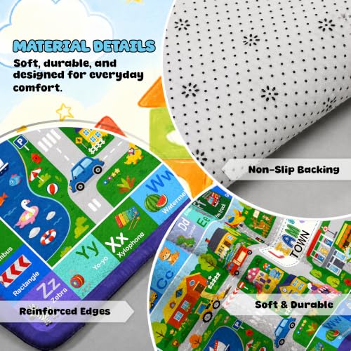 Custom Road Map Area Rug, Personalized City Street Car Rug, 5x7 Cars Truck Play Mat, Washable Non Slip Soft Town Playroom Carpet for Kids Bedroom Nursery Classroom, Back to School Decor (A2) - Image 9