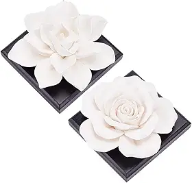 INFUNLY 2 peças de difusor de óleo essencial de rosa branca, mini difusores de aromaterapia de cerâmica, kit de ornamentos de ar de aroma de óleo essencial difusor de flores passivas para sala de