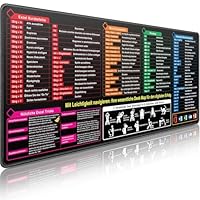 Excel Schreibtischunterlage Deutsch, Mousepad XXL 800 x 300mm Gaming Mousepad Groß Schreibtischunterlage mit Excel Shortcuts, Word PPT Windows für Büro, Zuhause