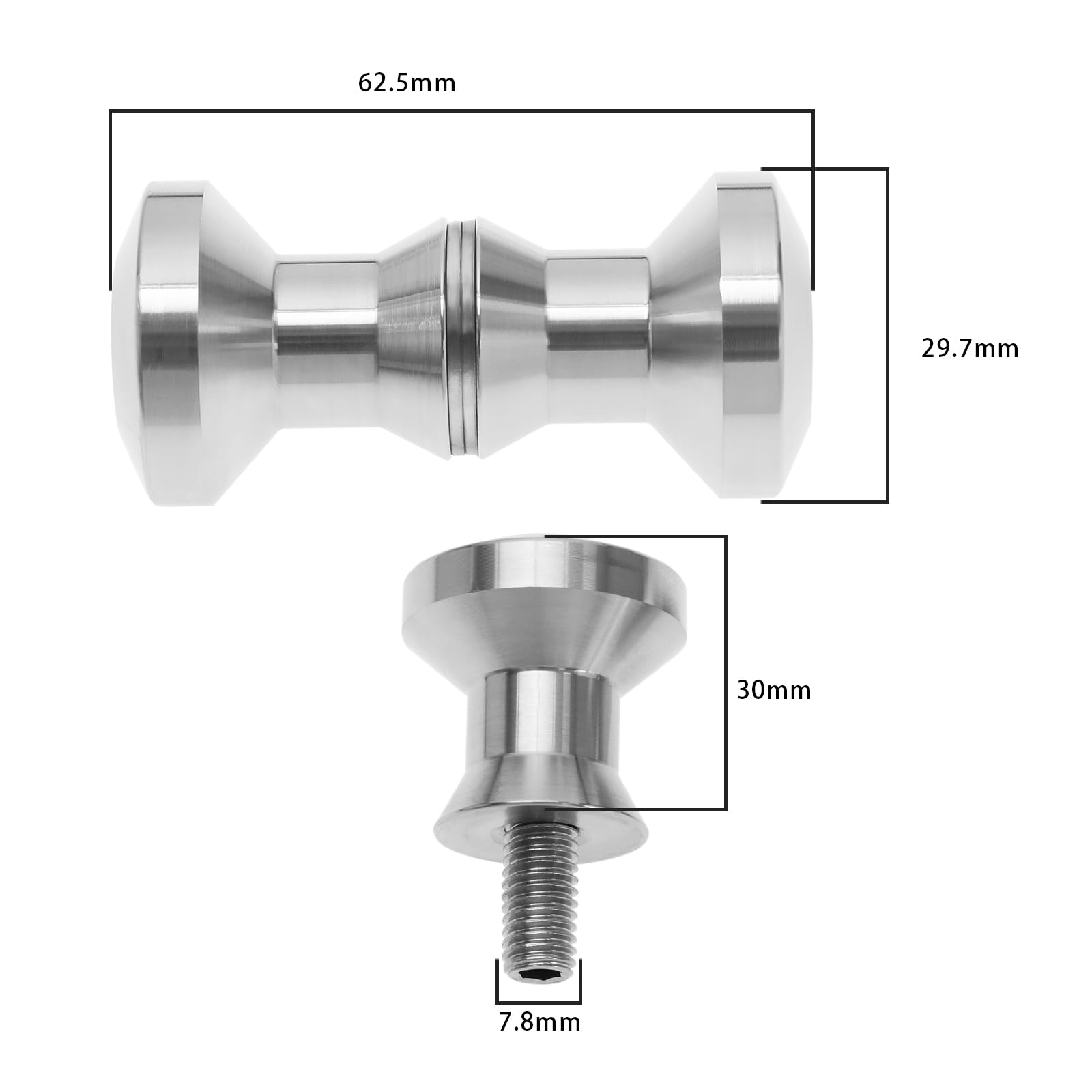 eMagTech 2 works Shower Door Double Knob Stainless Steel Glass Door Handles Mushroom Round Door Pull Handle Fittings Hardware for Most Glass Doors Silver - Image 4