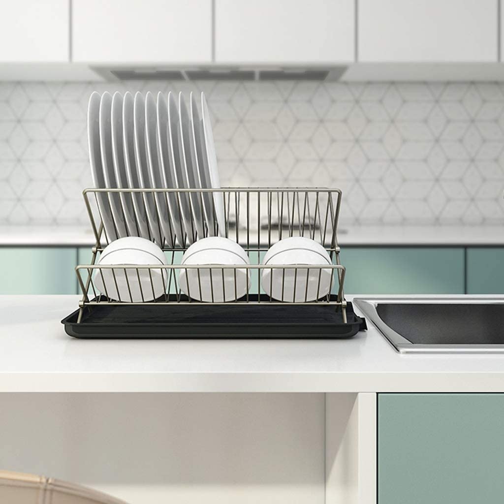 Metal Dish Rack Kitchen Folding Dish Rack Drying Rack Utensil Drainer Plate Storage Holder Plate Flatware Dish Rack