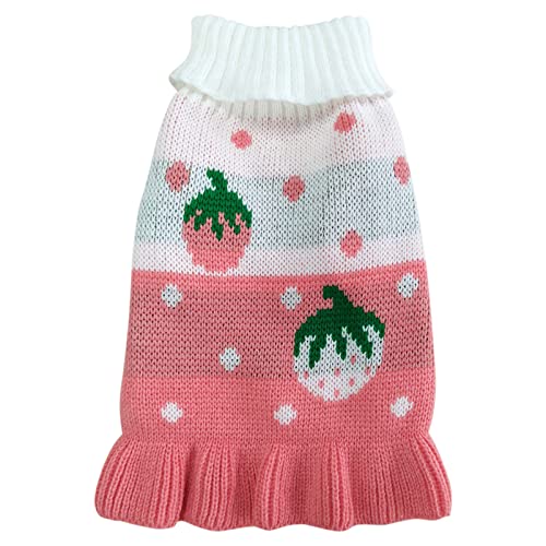 Chborchicen Pet Dog Sweaters Classic Knitwear Turtleneck Winter Warm Puppy Clothing Cute Strawberry And Heart Doggie Sweater thumb #4