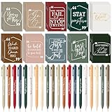 Fulmoon 200 Pcs Motivational Pens Inspirational Notebooks Gifts Bulk Inspirational Ballpoint Pen Small Note Pads Appreciation Gifts for Employee Volunteer Teachers Student Grad Party Favor (Retro)