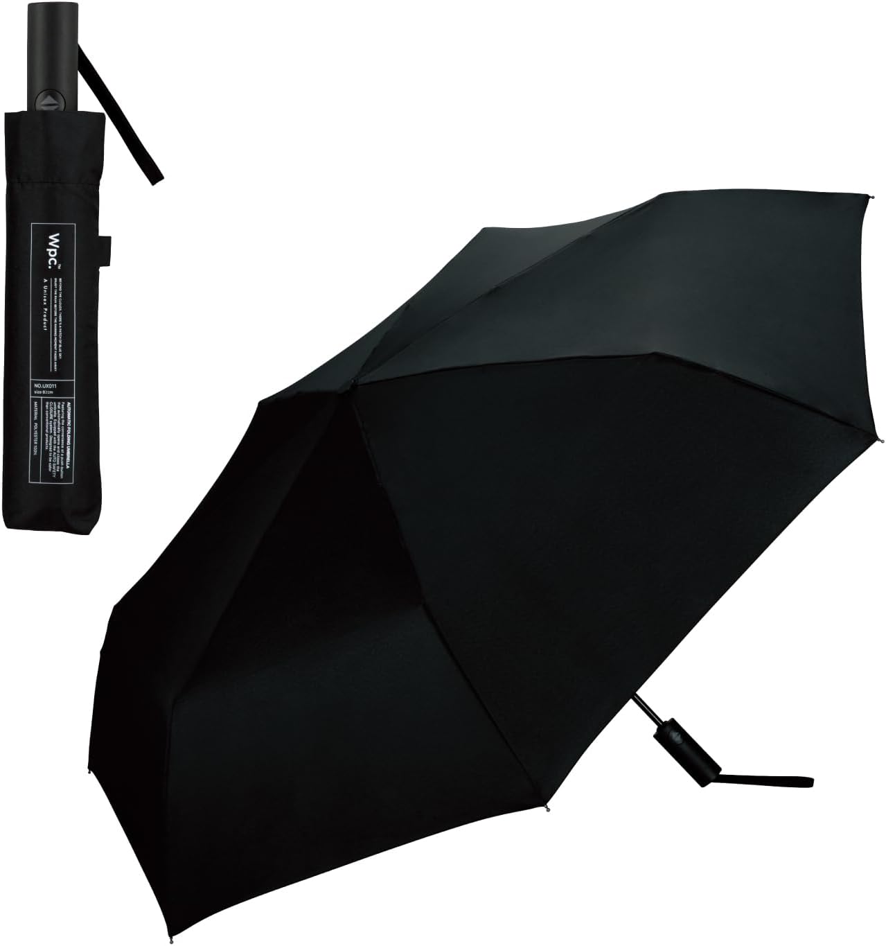 Wpc. 自動開閉 折りたたみ傘 AUTOMATIC FOLD ブラック 晴雨兼用 雨傘 メンズ 親骨62cm 大きい 男性 女性 レディース シンプル 無地 おしゃれ ベーシック UX011-001-002