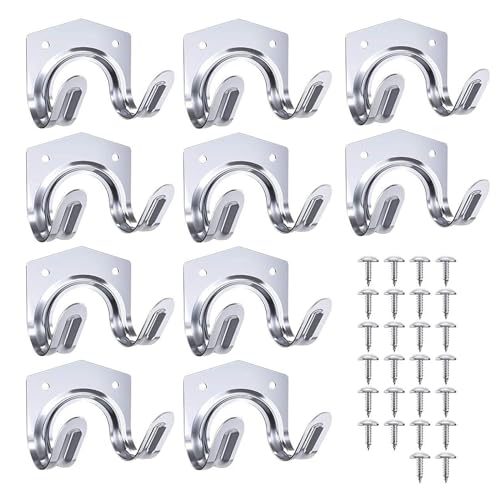 Manqyi 10 Piezas Doble U Ganchos de Pared, Colgar Herramientas Ganchos, Doble Gancho, Ganchos para Colgadores de Garaje, con Tornillos, Destornillador, para Garaje, Cobertizo, Jardín, Almacén,Taller