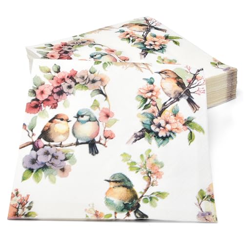 Gift-Boutique-100-Spring-Bird-Floral-Cocktail-Beverage-Napkins-Disposable-Paper-Summer-Birds-Flowers-Watercolor-Dessert-Napkin-Birthday-Party-Supplies Gift Boutique 100 Spring Bird Floral Cocktail Beverage Napkins Disposable Paper Summer Birds Flowers Watercolor Dessert Napkin Birthday Party Supplies