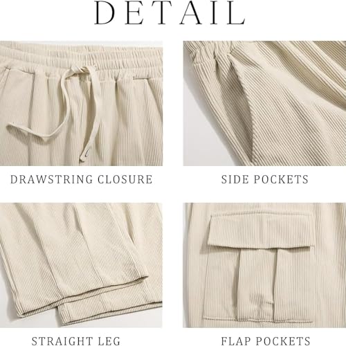 Men's Casual Straight Leg Cargo Pants Baggy Multi-Pocket Workwear Drawstring Elastic Waist Joggers Sweatpants4