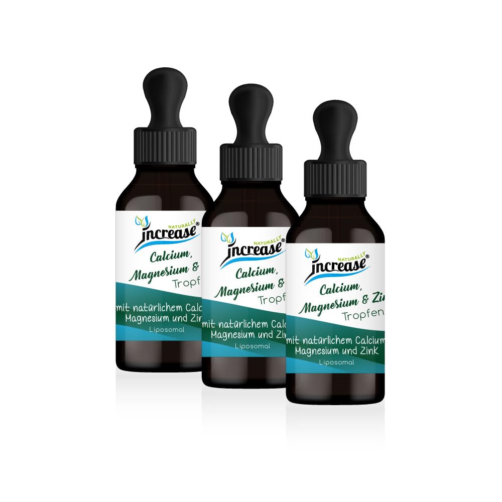 Nimm 3, zahl 2 Aktion Liposomale Calcium, Magnesium & Zink Tropfen hochdosiert - (135.900mg in 3 Flaschen) 1510mg Calcium, Magnesium & Zink pro Tagesdosis - MCT Öl - Hohe Bioverfügbarkeit