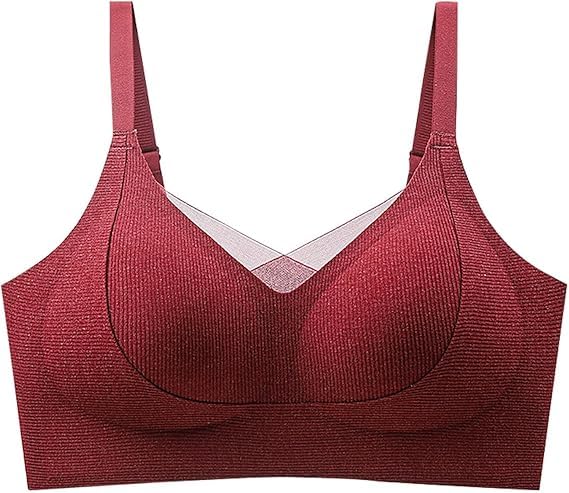 Women's Wireless Push-Up Bra | Soft Lightly Padded Full Coverage Bra | Longline High Support Sports Bra for Workout, Gym & Yoga | Comfortable Everyday Bralette (in, Alpha, L, 603Winered)